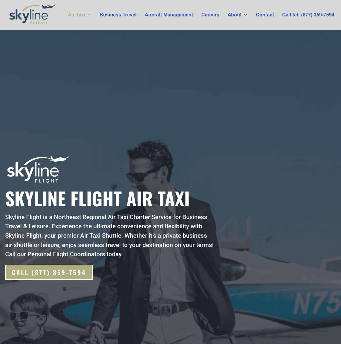 Screen Shot SkylineFlight Private Charter Airline local website designer,shrewsbury,worcester,