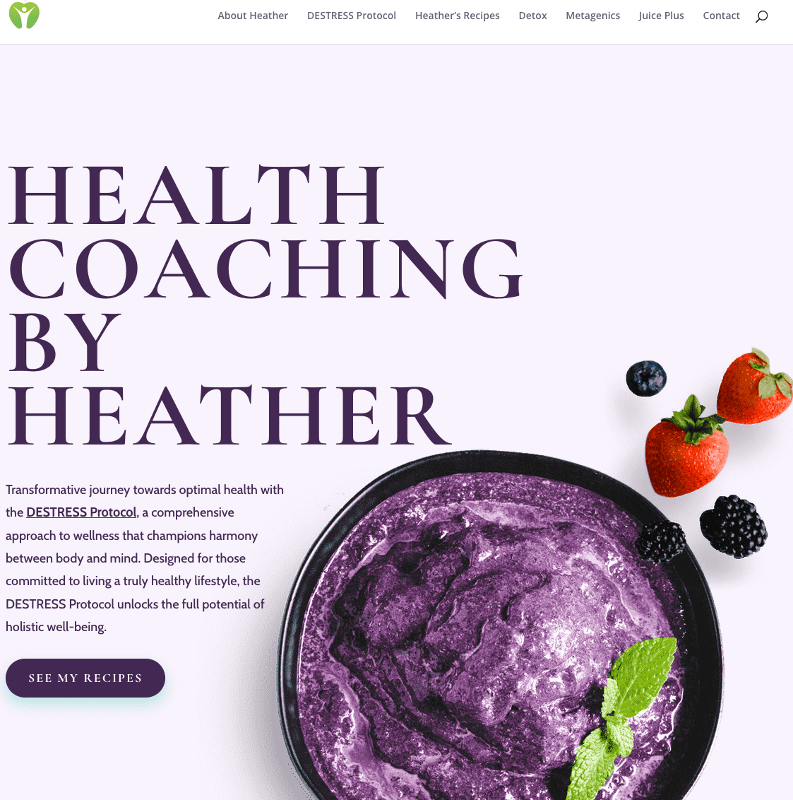 Screen Shot Heather Vroman Health Coaching website design Heather Vroman, Distress protocol, health coaching websites,